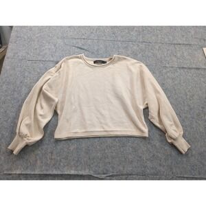 ZESICA‎ Women's Cropped Sweater Medium Beige Long Sleeve Beige